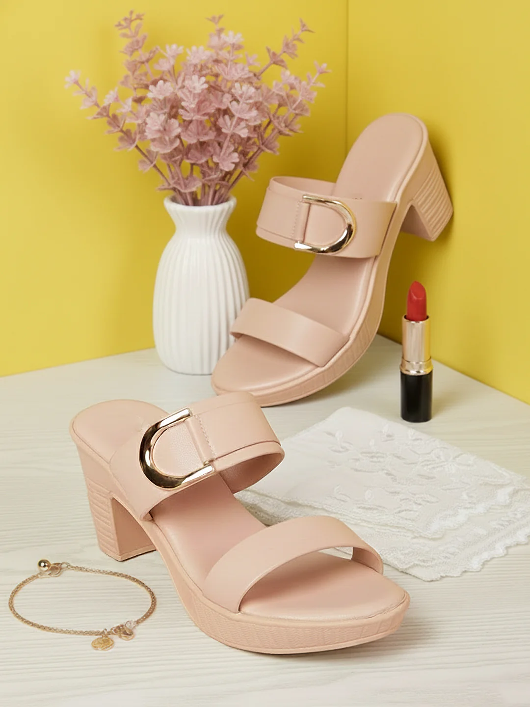 KHADIM Cleo High Heel Block Mule Slip On Sandal for Women - Image 8